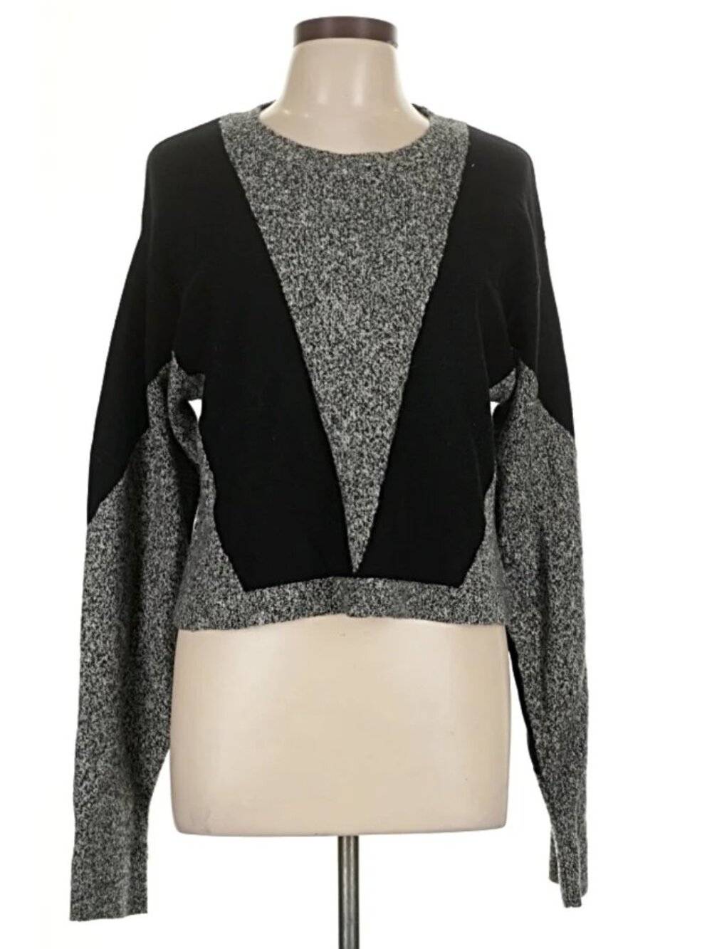Public School Sana Pullover Sweater Large Colorblock Gray Black - Picture 4 of 8